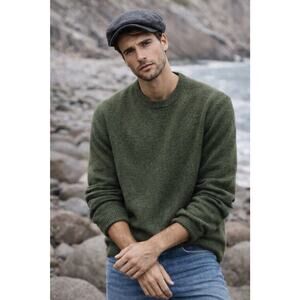 J Crew Rugged merino wool sweater Sz XL Green Gorpcore Cabin Soft Cozy Preppy